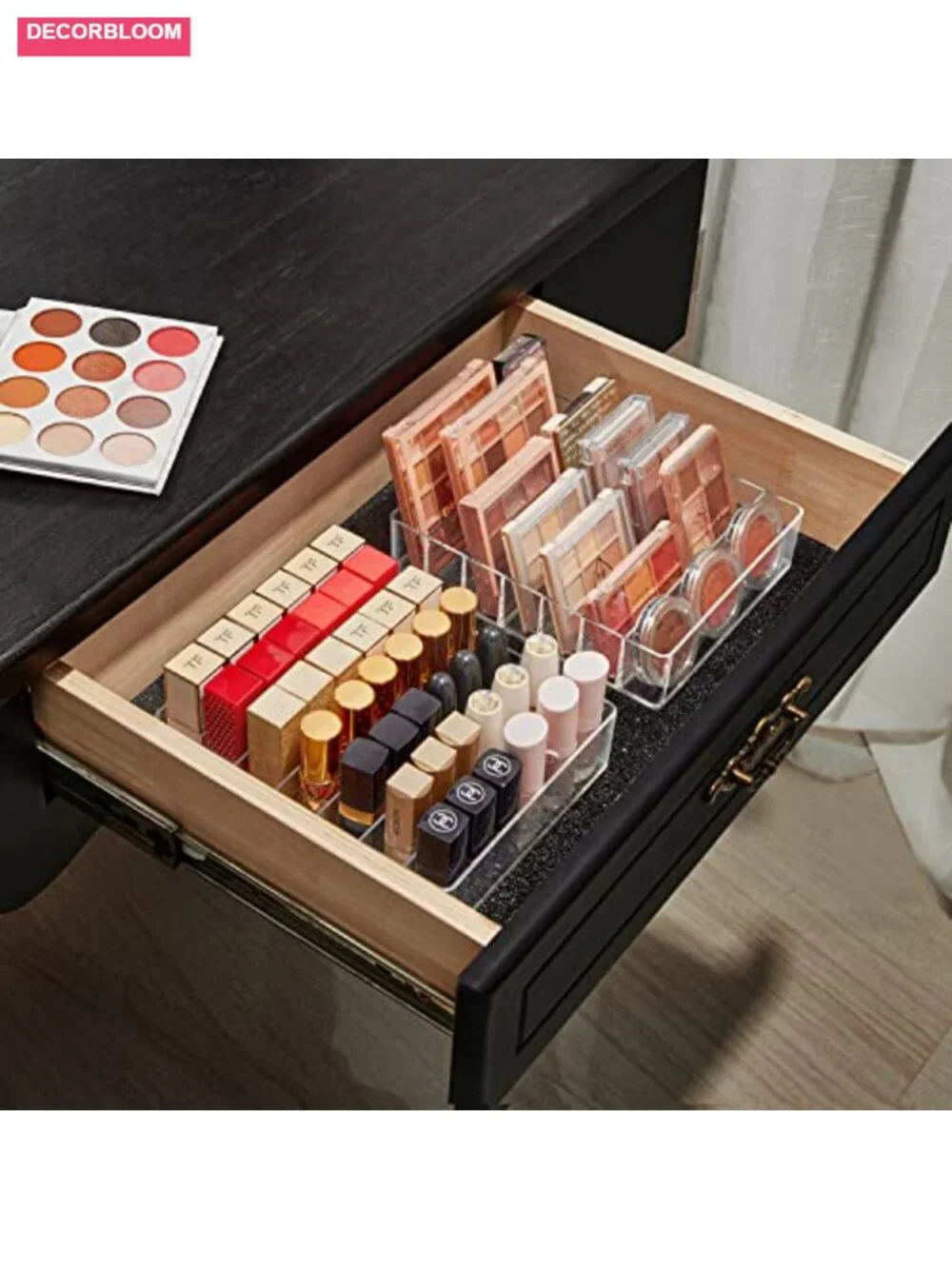 7-Slot Clear Acrylic Makeup Palette Organizer for Vanity